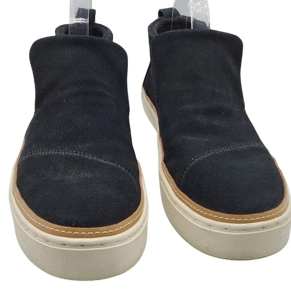 Toms Paxton Black Suede Leather Slip-On Sneaker Bootie Women's Size 9.5